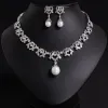 Cross-border European and American pearl zircon necklace, earrings and jewelry set, studded with diamonds, rope knot fashionable and versatile accessories wholesale Application Scenario